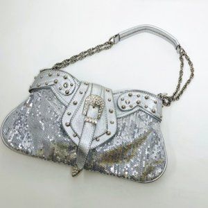 Schandra Metallic  Sivler Purse